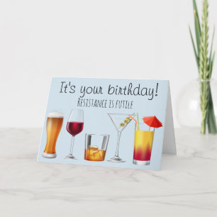 Cocktail Drinking Humor Wine Birthday Card