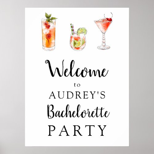 Cocktail Drinks Bachelorette Welcome Sign