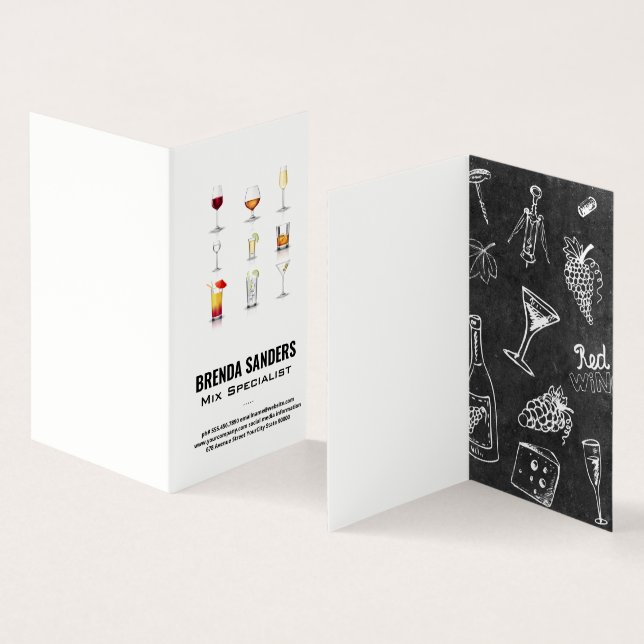 Cocktail Drinks | Bartender Business Card (Inside and Outside)