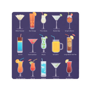 Cocktail drinks in glasses metal print