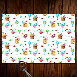 Cocktail Drinks Summer Party Watercolor Pattern Tissue Paper