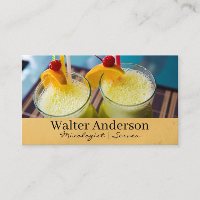 Cocktail Drinks with Garnish | Mixology Business Card (Front)