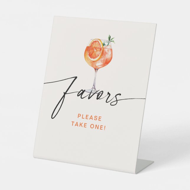 Cocktail Favors Bridal Shower Pedestal Sign (Front)