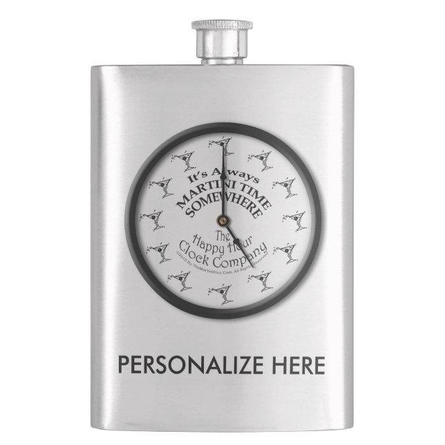 COCKTAIL FLASK - ALWAYS MARTINI TIME SOMEWHERE (Front)