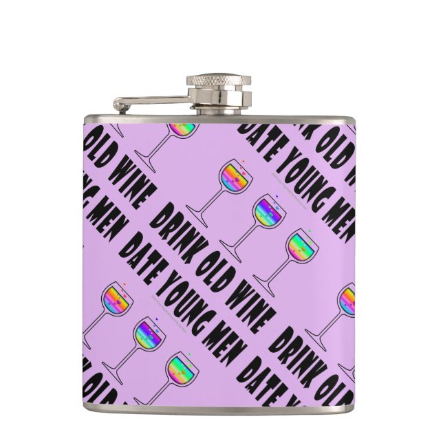 COCKTAIL FLASK - DRINK OLD WINE, DATE YOUNG MEN (Front)