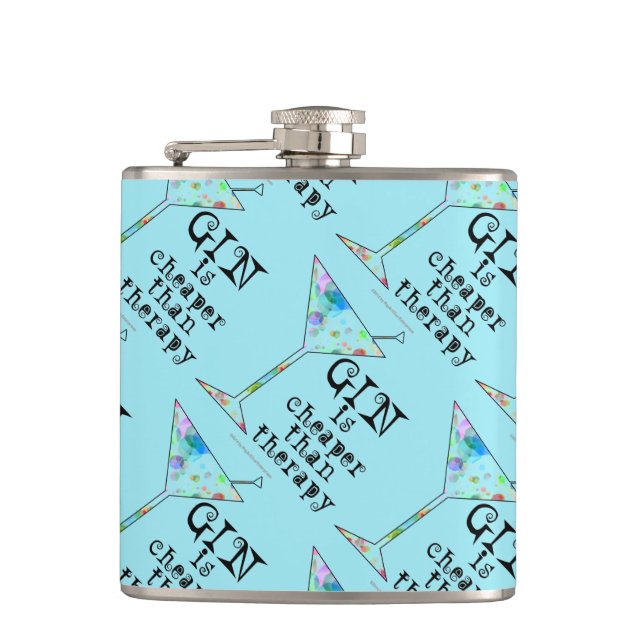 COCKTAIL FLASK - GIN IS CHEAPER THAN THERAPY (Front)