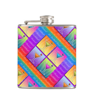 COCKTAIL FLASK - POP ART MARTINI GLASSES