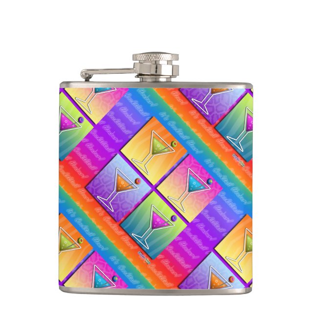 COCKTAIL FLASK - POP ART MARTINI GLASSES (Front)