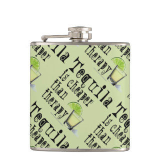 COCKTAIL FLASK - TEQUILA, CHEAPER THAN THERAPY