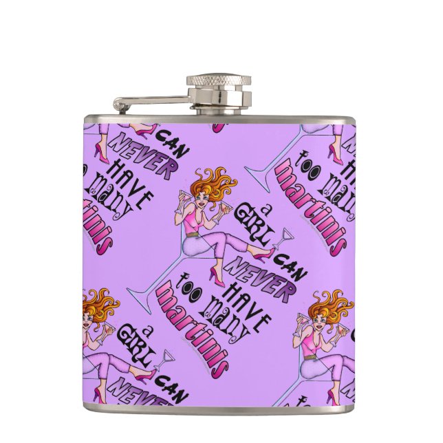 COCKTAIL FLASK - TOO MANY MARTINIS (Front)