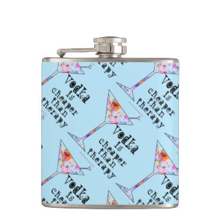 COCKTAIL FLASK - VODKA IS CHEAPER THAN THERAPY