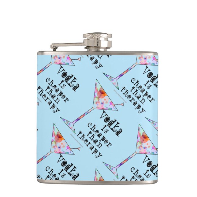 COCKTAIL FLASK - VODKA IS CHEAPER THAN THERAPY (Front)