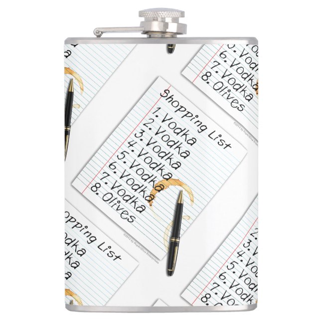 COCKTAIL FLASK - VODKA SHOPPING LIST (Front)