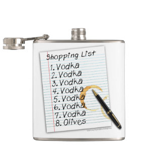 COCKTAIL FLASK, VODKA SHOPPING LSIT FLASK