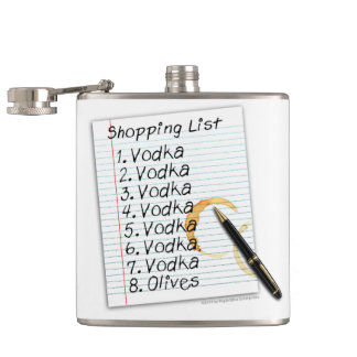 COCKTAIL FLASK, VODKA SHOPPING LSIT FLASK