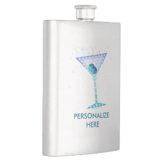 COCKTAIL FLASKS, BLUE MARTINI DESIGN FLASK