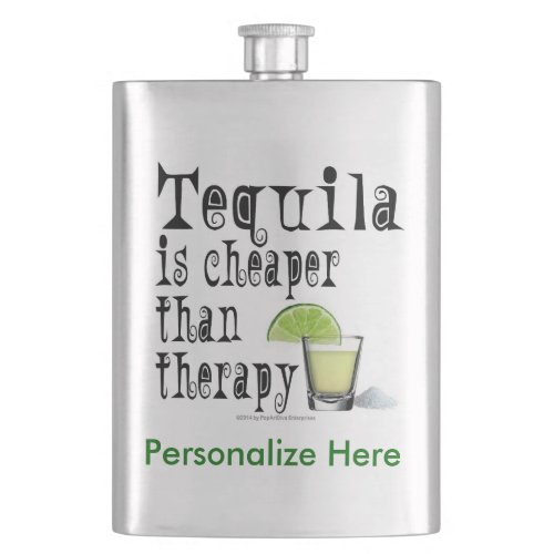 COCKTAIL FLASKS TEQUILA IS CHEAPER THAN THERAPY HIP FLASK