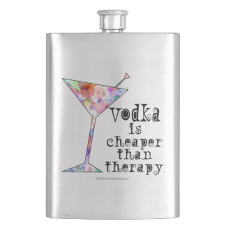COCKTAIL FLASKS, VODKA IS CHEAPER THAN THERAPY FLASK