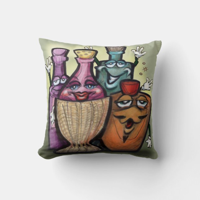 Cocktail Gang Throw Pillow (Front)