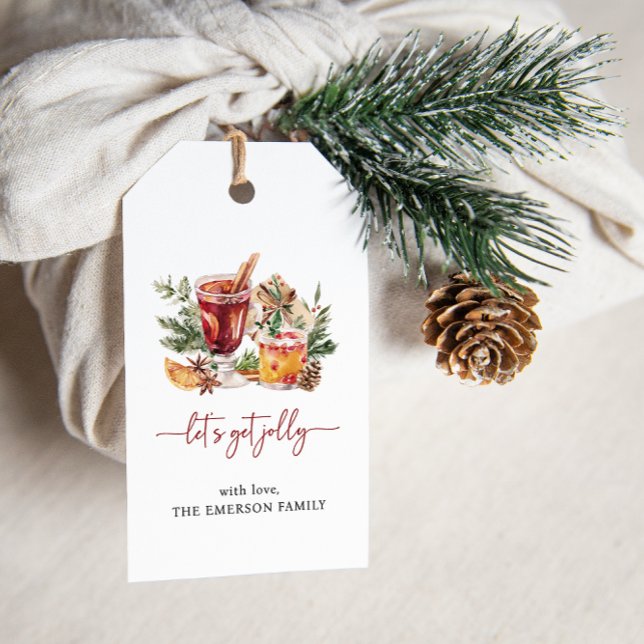 Cocktail Gift Tags (Let's Get Jolly Cocktail Holiday Party Christmas Gift Tag)