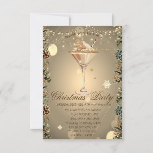 Cocktail Gingerbread Branches Christmas Company Invitation