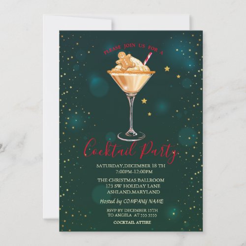 Cocktail Gingerbread Cookie Stars Christmas  Invitation