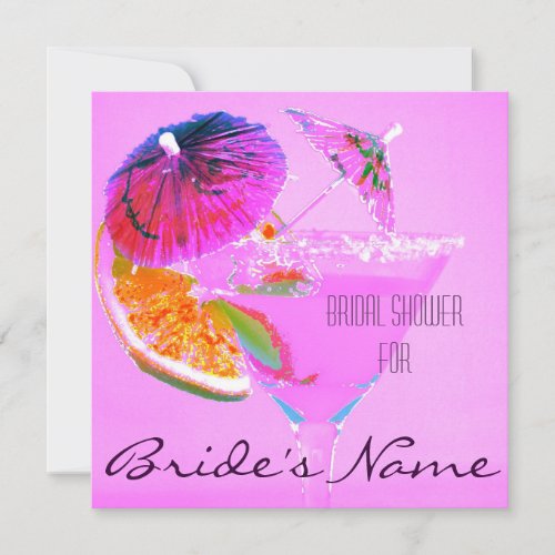 Cocktail glass bridal shower invite