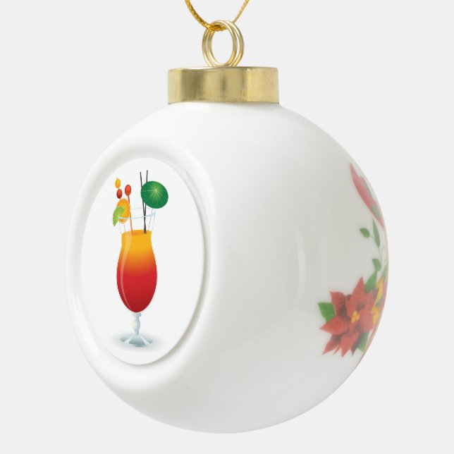 COCKTAIL GLASS CERAMIC BALL CHRISTMAS ORNAMENT (Right)