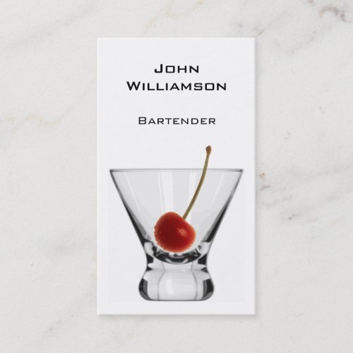 Cocktail Glass Cherry Professional Bartender Business Card