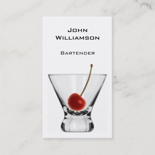 Customizable Cocktail Glass Cherry Professional Bartender Business Card Templates