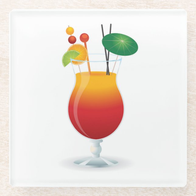 COCKTAIL GLASS GLASS COASTER (Front)