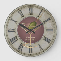 Cocktail Glass Happy Hour Wall Clock