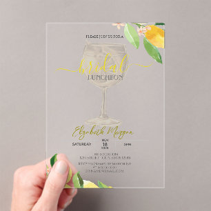 Cocktail Glass Lemon Fruit Bridal Luncheon Acrylic Invitations