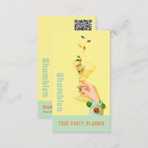 Cocktail Glass Party Planner Business Card