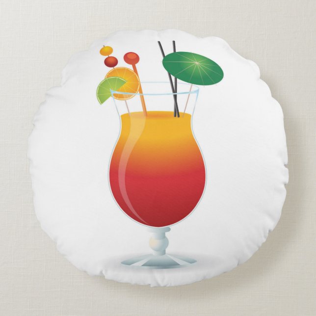 COCKTAIL GLASS ROUND PILLOW (Front)