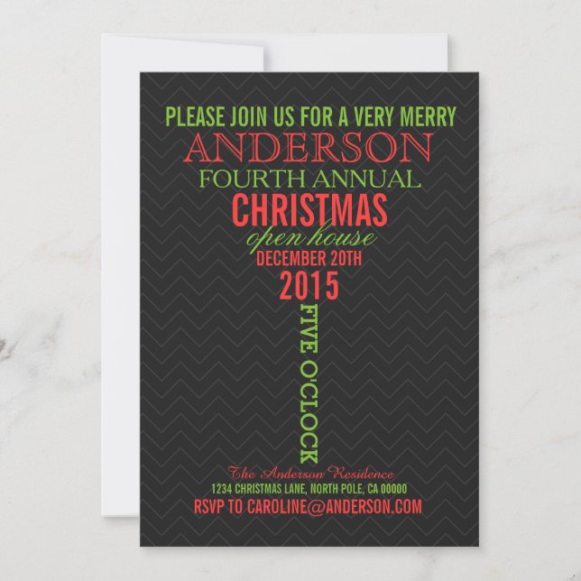 Cocktail Glass Word Art Christmas Party Invitation (Front)