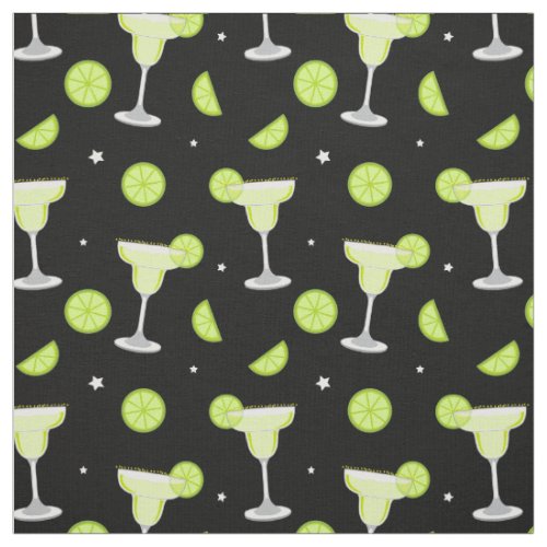Cocktail Glasses and Limes Margarita Pattern Fabric