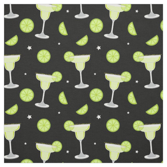 Cocktail Glasses and Limes Margarita Pattern Fabric (Swatch)
