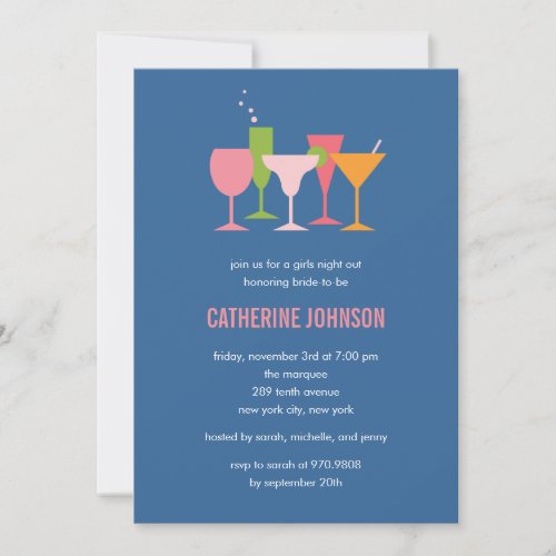 Cocktail Glasses Bachelorette/Bridal Shower Invite