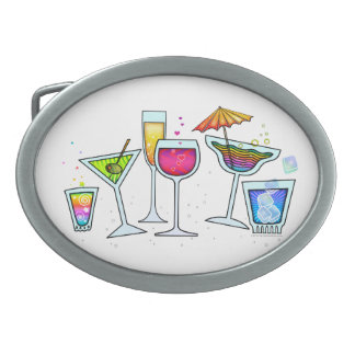 COCKTAIL GLASSES BELT BUCKLE
