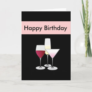 Cocktail Glasses Birthday Card