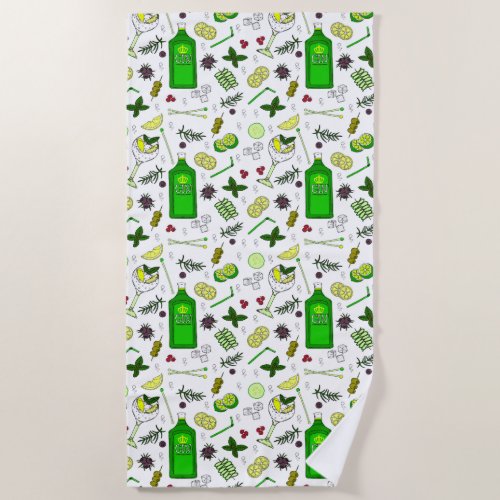 Cocktail Glasses Gin Tonic Drinks Mixologist Beach Towel