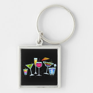 COCKTAIL GLASSES METAL KEYCHAIN