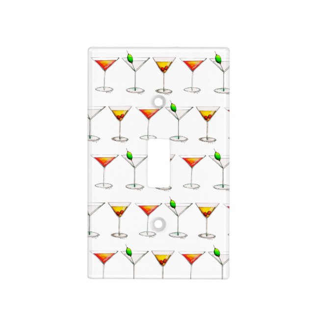 Cocktail Glasses Mixed Bar Drinks Martini Cosmo Light Switch Cover (Front)