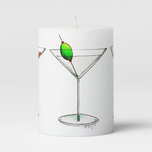 Cocktail Glasses Mixed Bar Drinks Martini Cosmo Pillar Candle