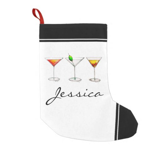 Cocktail Glasses Mixed Bar Drinks Martini Cosmo Small Christmas Stocking
