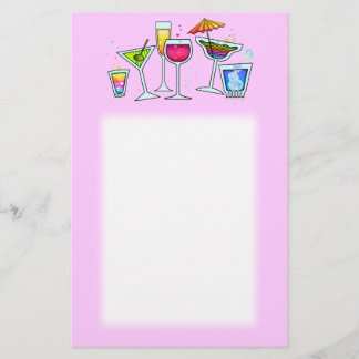 COCKTAIL GLASSES STATIONERY IN PINK
