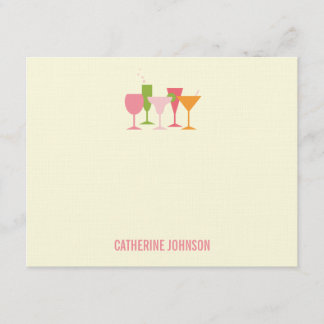Cocktail Glasses Thank You Cards