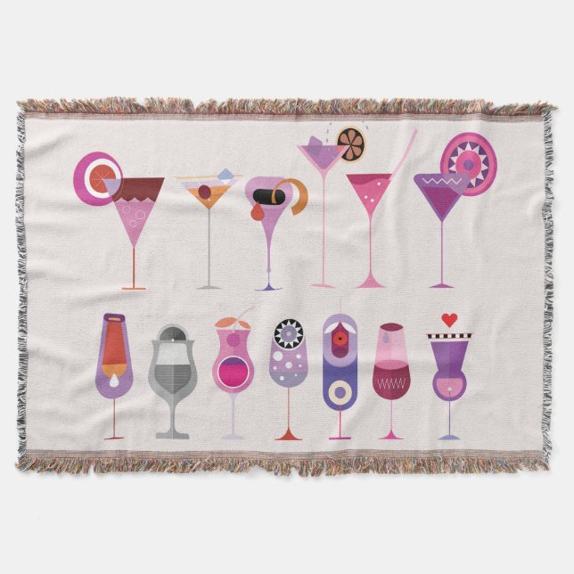 Cocktail Glasses   Throw Blanket (Front)