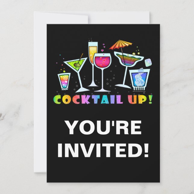 COCKTAIL GLASSES UP PARTY INVITATION (Front)